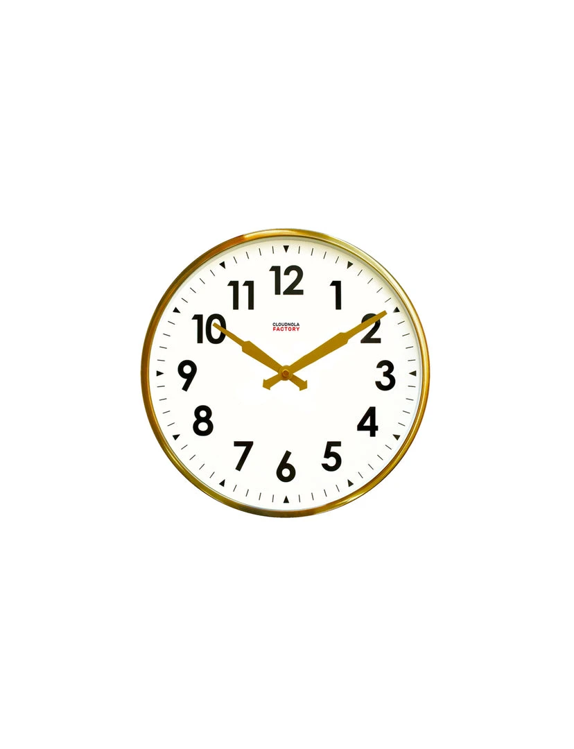 Cloudnola Factory Brushed Gold Numbers Clock 12" 1 Cloudnola Factory Brushed Gold Numbers Clock 12"