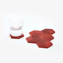Areaware KITCHEN Concrete Table Tiles, Brick Red