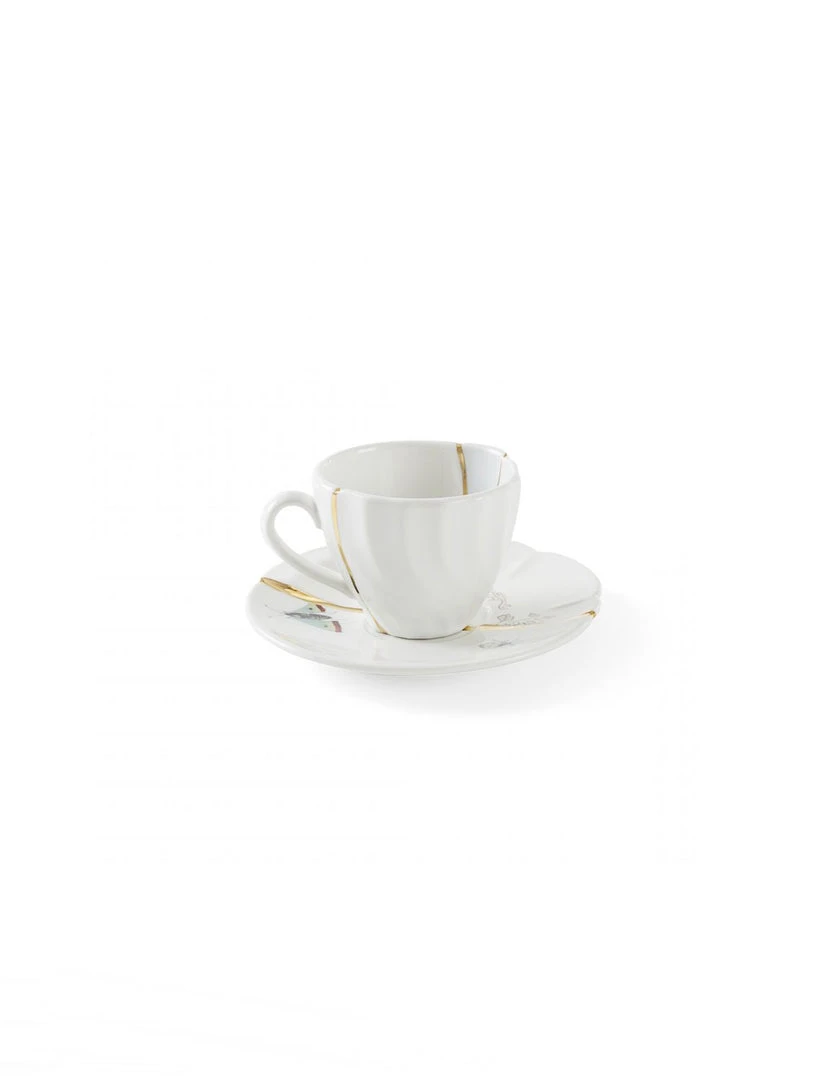 Seletti Kintsugi Coffee Cup W/ Saucer, Birds 2 Seletti Kintsugi Coffee Cup W/ Saucer, Birds