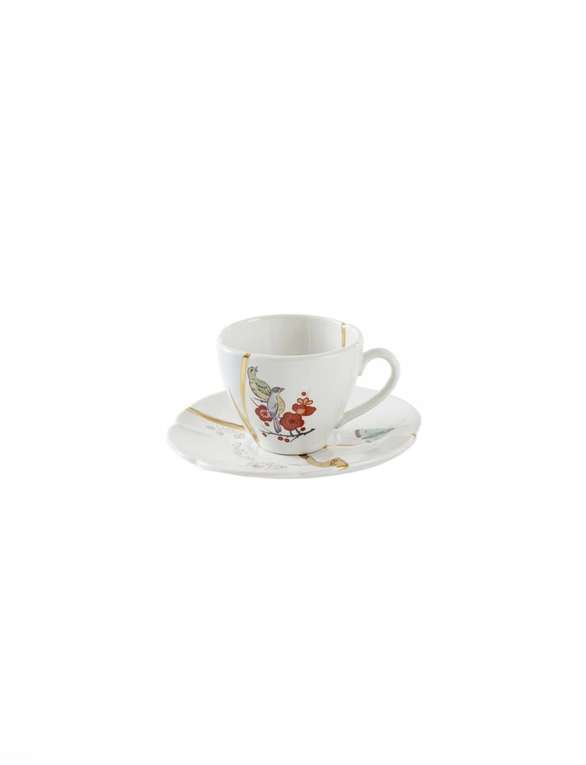 Seletti Kintsugi Coffee Cup W/ Saucer, Birds 1 Seletti Kintsugi Coffee Cup W/ Saucer, Birds
