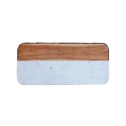 Creative Co-op White Marble & Mango Wood Cheese Board 16" KITCHEN