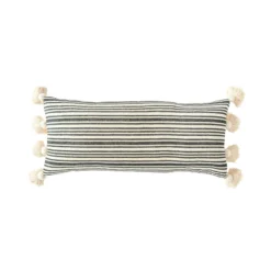 Creative Co-op Cotton & Chenille Woven Striped Lumbar Pillow 36" X 16"