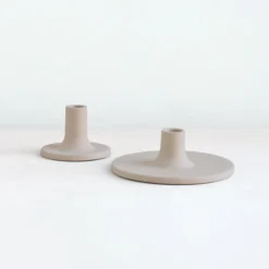 The Floral Society DECOR Ceramic Taper Holder, Sand