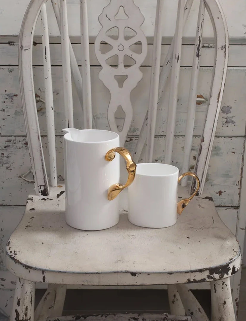 KITCHEN Twig Cutlery Oval Mug With Gold Handle 3 KITCHEN Twig Cutlery Oval Mug With Gold Handle
