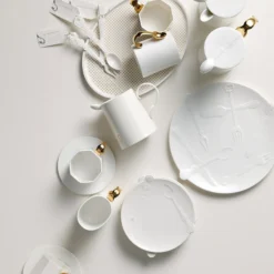 KITCHEN Twig Cutlery Oval Mug With Gold Handle 15 KITCHEN Twig Cutlery Oval Mug With Gold Handle