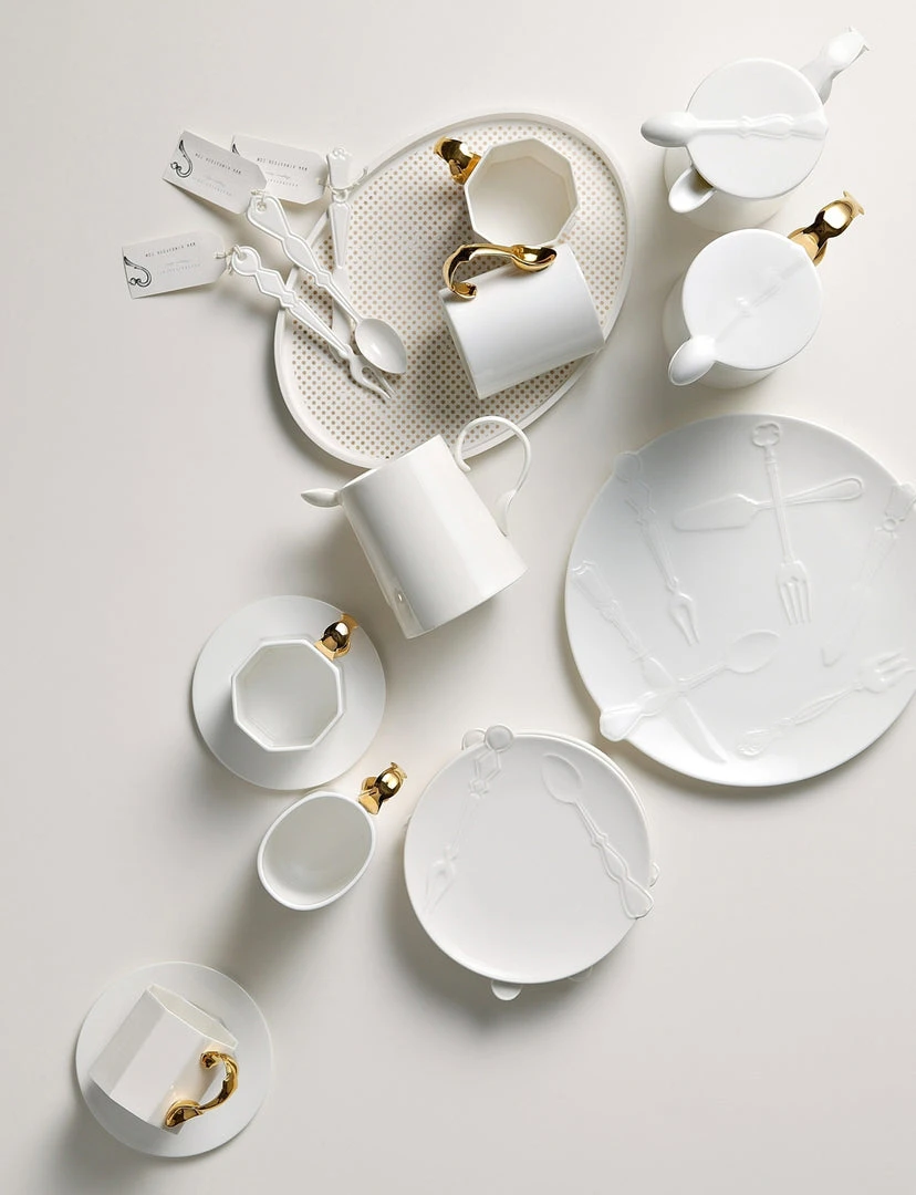 KITCHEN Twig Cutlery Oval Mug With Gold Handle 8 KITCHEN Twig Cutlery Oval Mug With Gold Handle