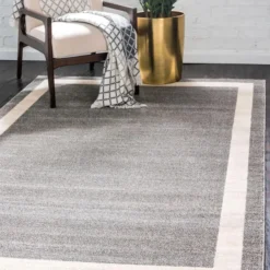 Unique Loom Del Mar Rectangle Rug, Grey