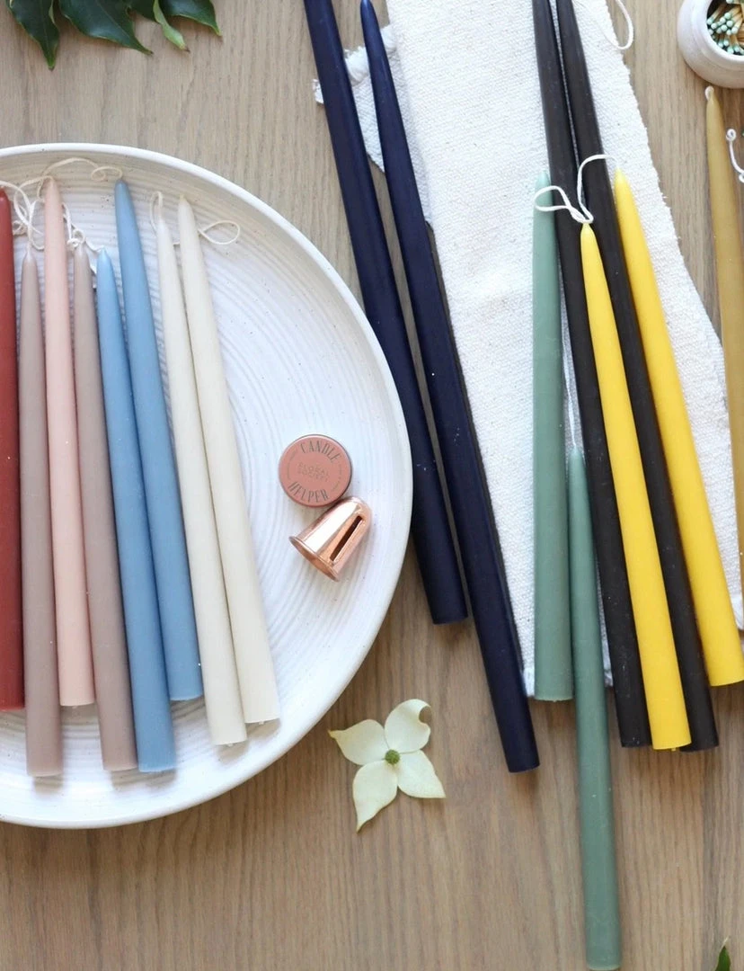 The Floral Society DECOR Dipped Taper Candles, Smoke 6 The Floral Society DECOR Dipped Taper Candles, Smoke