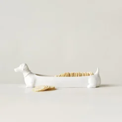 Creative Co-op KITCHEN Ceramic Dachshund Cracker Dish