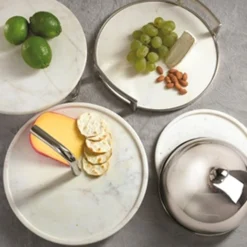 Bidk Home KITCHEN Marble Plate W/ Steel Dome