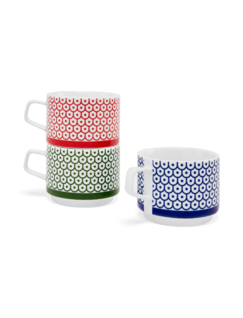 MoMA Marguerita Mergentime Shield And Dots Stacking Porcelain Mugs 3 MoMA Marguerita Mergentime Shield And Dots Stacking Porcelain Mugs