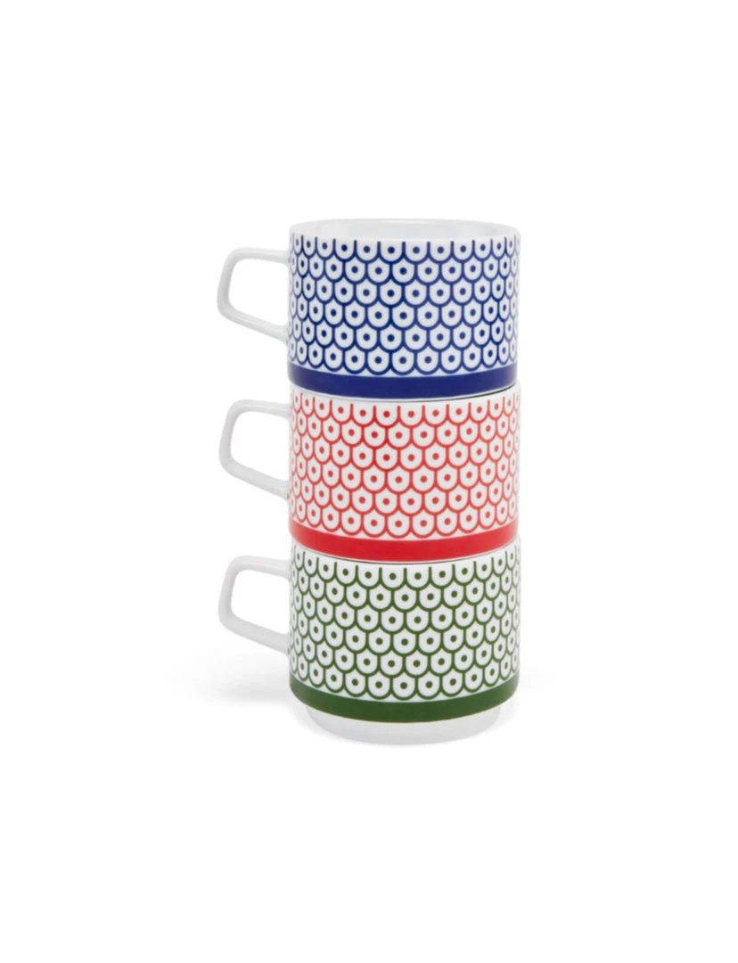 MoMA Marguerita Mergentime Shield And Dots Stacking Porcelain Mugs 1 MoMA Marguerita Mergentime Shield And Dots Stacking Porcelain Mugs
