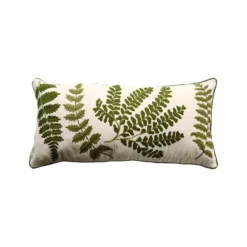 Creative Co-op Cotton Bolster W/ Fern Fronds Embroidery 32" X 15" DECOR