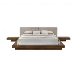 VIG Fuji Bed, Walnut/grey FURNITURE