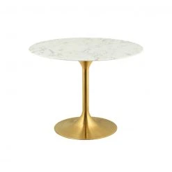 Modway Lily Round Marble Dining Table, Gold Base FURNITURE