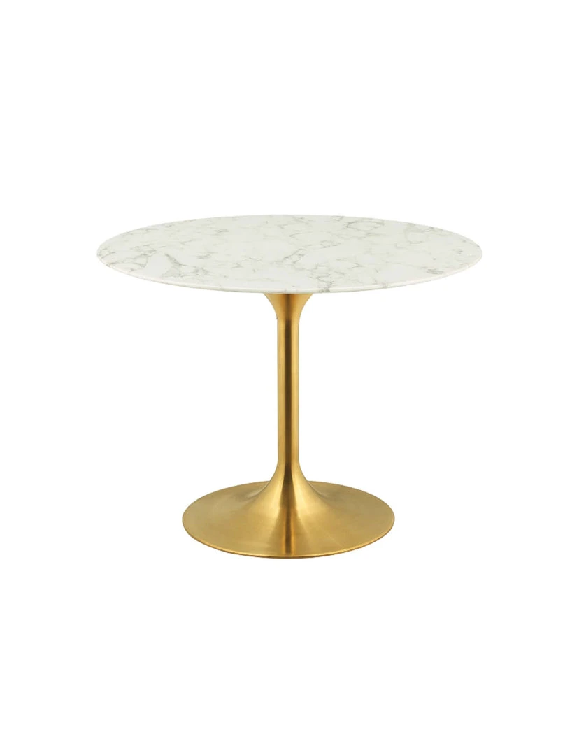 Modway Lily Round Marble Dining Table, Gold Base FURNITURE 1 Modway Lily Round Marble Dining Table, Gold Base FURNITURE