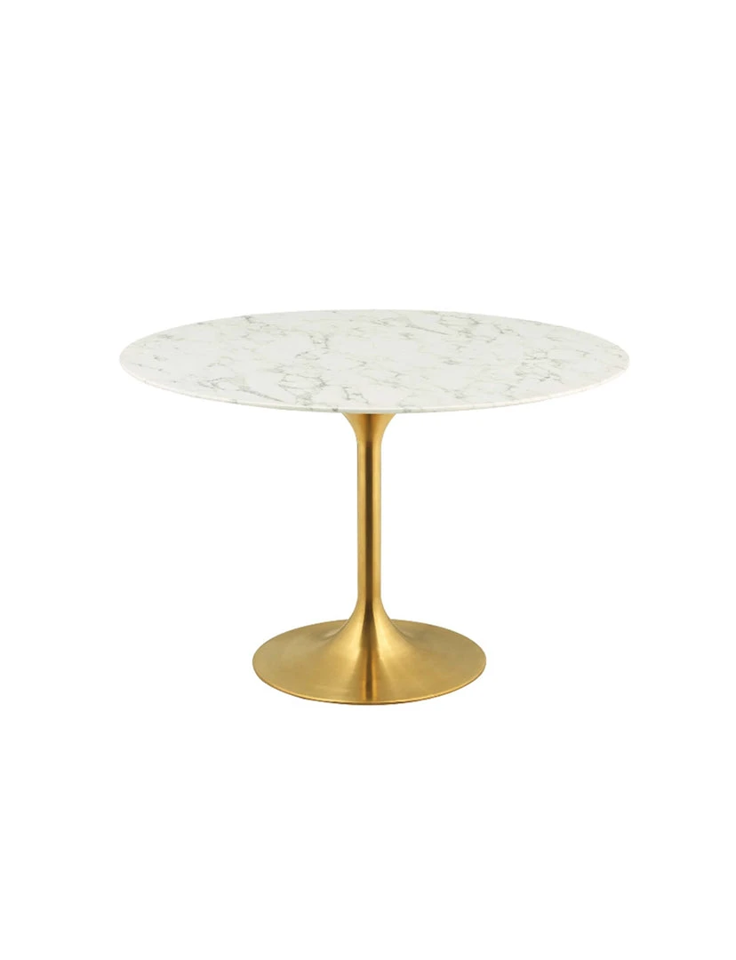 Modway Lily Round Marble Dining Table, Gold Base FURNITURE 7 Modway Lily Round Marble Dining Table, Gold Base FURNITURE