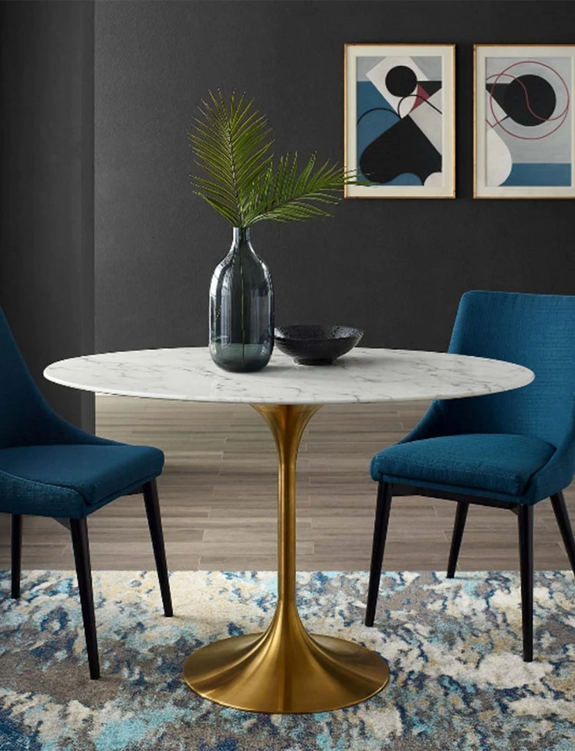 Modway FURNITURE Lily Oval Marble Dining Table, Gold Base 2 Modway FURNITURE Lily Oval Marble Dining Table, Gold Base