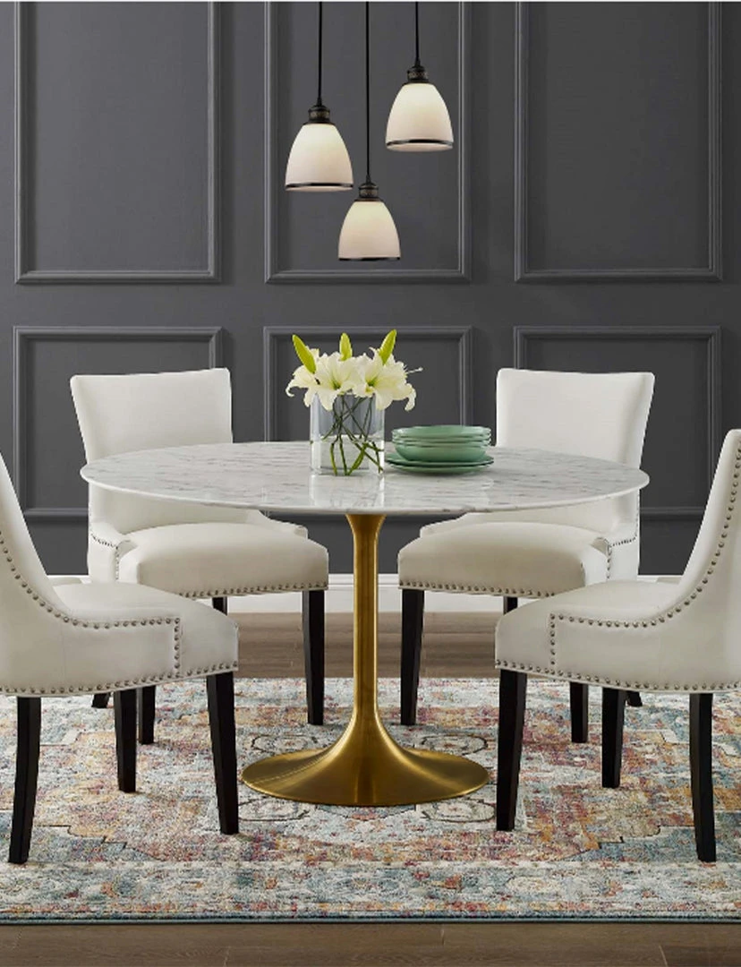 Modway Lily Round Marble Dining Table, Gold Base FURNITURE 10 Modway Lily Round Marble Dining Table, Gold Base FURNITURE