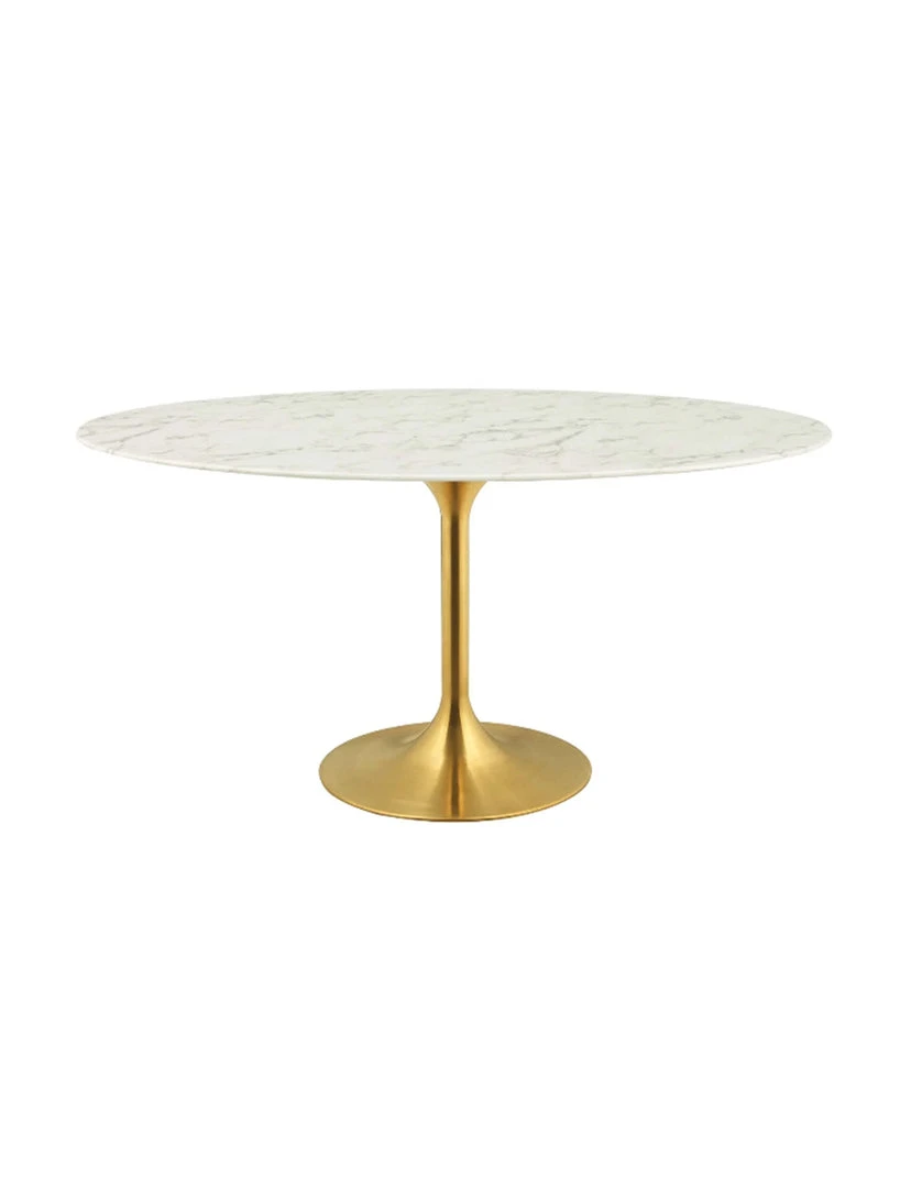 Modway FURNITURE Lily Oval Marble Dining Table, Gold Base 5 Modway FURNITURE Lily Oval Marble Dining Table, Gold Base
