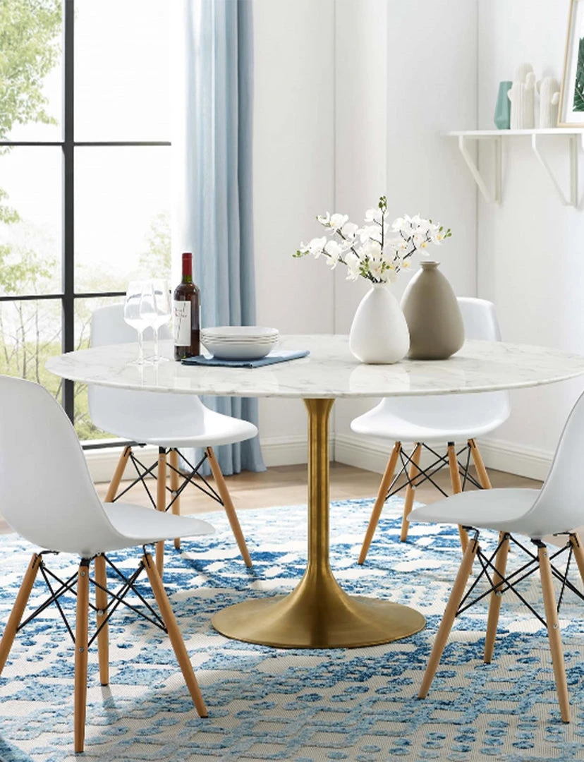 Modway Lily Round Marble Dining Table, Gold Base FURNITURE 12 Modway Lily Round Marble Dining Table, Gold Base FURNITURE