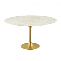 Modway Lily Round Marble Dining Table, Gold Base FURNITURE 24 Modway Lily Round Marble Dining Table, Gold Base FURNITURE