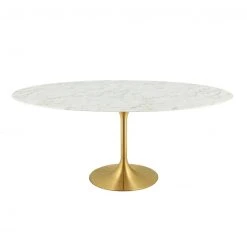 Modway FURNITURE Lily Oval Marble Dining Table, Gold Base 16 Modway FURNITURE Lily Oval Marble Dining Table, Gold Base
