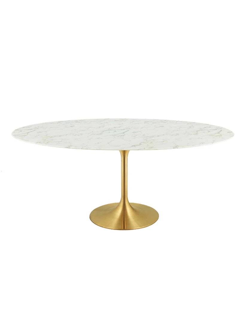 Modway FURNITURE Lily Oval Marble Dining Table, Gold Base 7 Modway FURNITURE Lily Oval Marble Dining Table, Gold Base