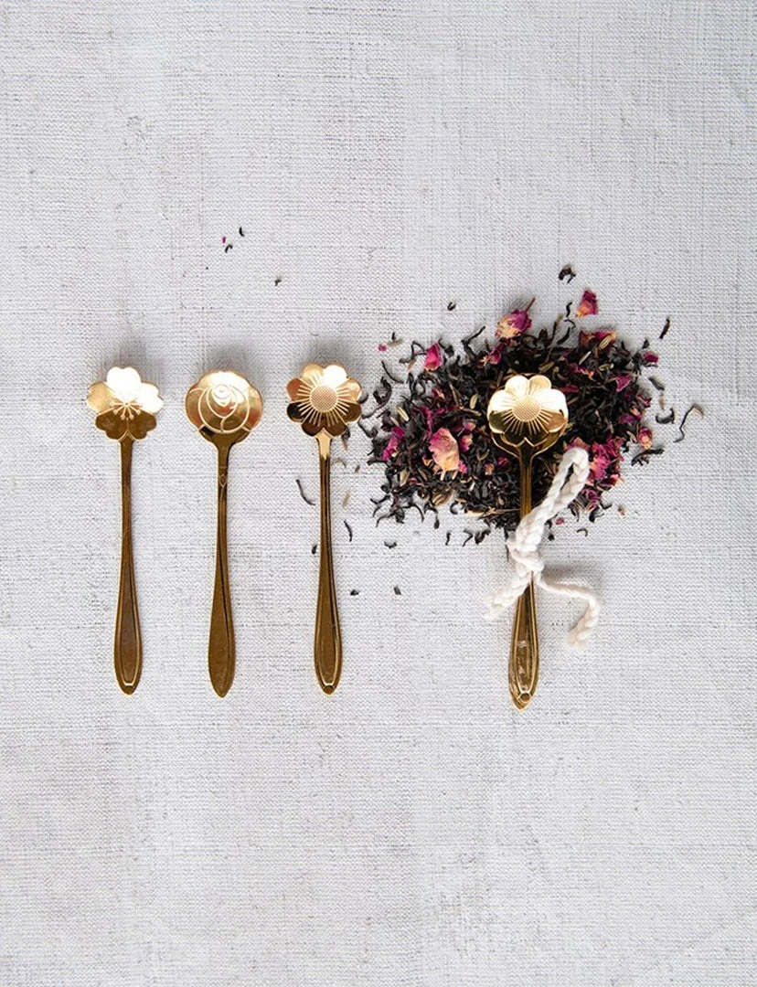 Creative Co-op Stainless Steel Flower Shaped Spoon Set 3" 3 Creative Co-op Stainless Steel Flower Shaped Spoon Set 3"