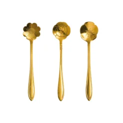 Creative Co-op Stainless Steel Flower Shaped Spoon Set 3"