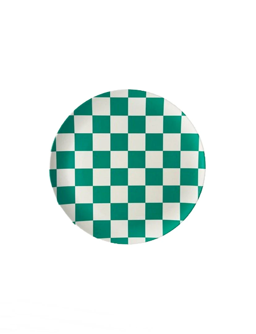 NEW ARRIVAL Xenia Taler Green Check Side Plate 8" 1 NEW ARRIVAL Xenia Taler Green Check Side Plate 8"