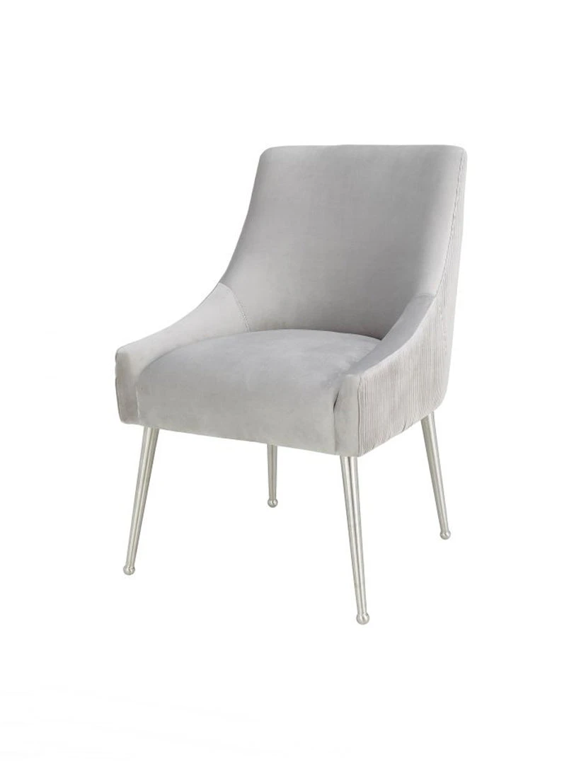 Tov Heize Pleated Dining Chair, Silver 2 Tov Heize Pleated Dining Chair, Silver
