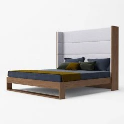 VIG FURNITURE Helio Fabric & Walnut Bed