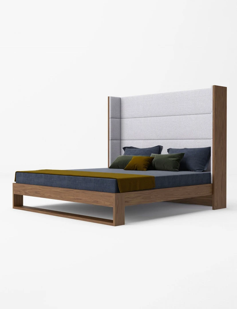 VIG FURNITURE Helio Fabric & Walnut Bed 2 VIG FURNITURE Helio Fabric & Walnut Bed