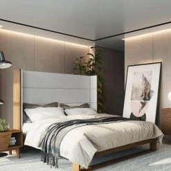 VIG FURNITURE Helio Fabric & Walnut Bed 5 VIG FURNITURE Helio Fabric & Walnut Bed