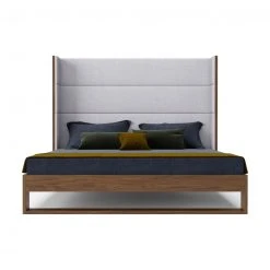 VIG FURNITURE Helio Fabric & Walnut Bed