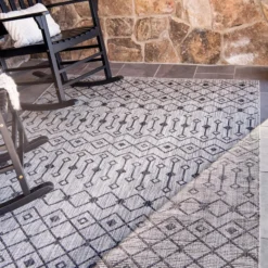 Unique Loom Indoor/Outdoor Rectangle Rug, Light Grey DECOR