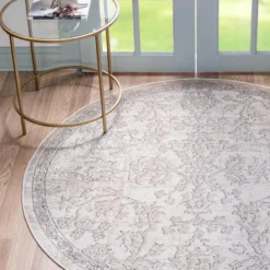 Unique Loom Classica Round Rug, Ivory