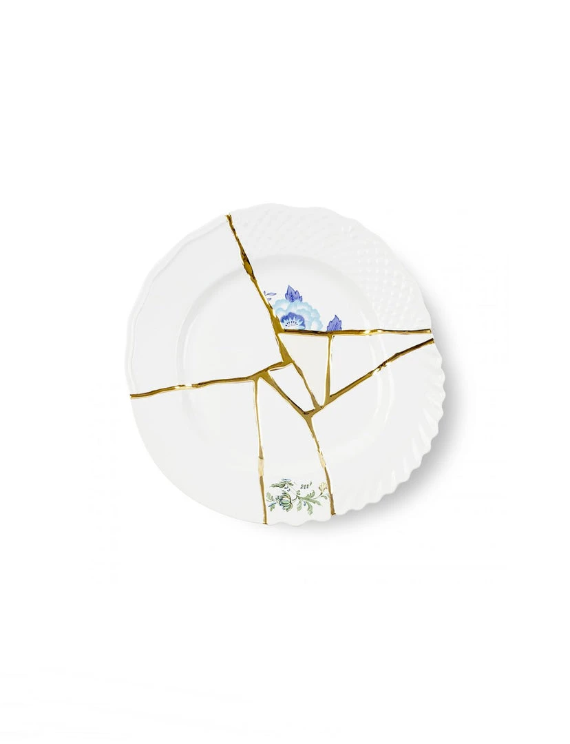 NEW ARRIVAL Seletti Kintsugi Dinner Plate, Blue Lotus 1 NEW ARRIVAL Seletti Kintsugi Dinner Plate, Blue Lotus