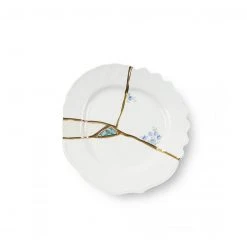 Seletti Kintsugi Dessert Plate, Blue Flowers NEW ARRIVAL