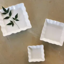 Twig White Serving Lace Square Plate, Medium