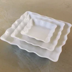 Twig White Serving Lace Square Plate, Large KITCHEN