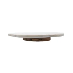Bidk Home KITCHEN White Organic Marble Lazy Susan Board
