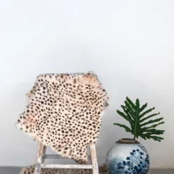 Creative Co-op Goat Fur Rug, Leopard Print 2' X 3'