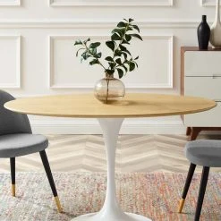 Modway Lily Natural Oval Dining Table, White Base NEW ARRIVAL 10 Modway Lily Natural Oval Dining Table, White Base NEW ARRIVAL