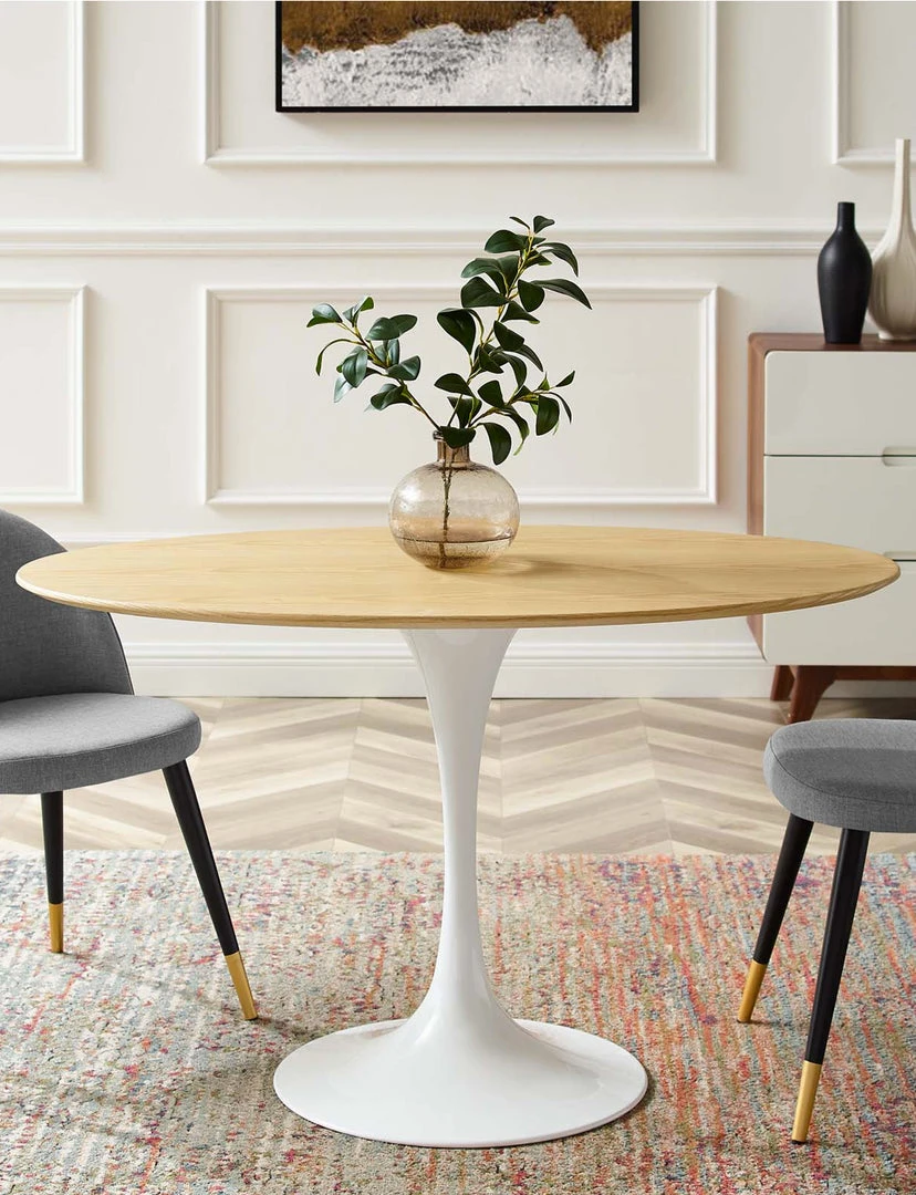 Modway Lily Natural Oval Dining Table, White Base NEW ARRIVAL 4 Modway Lily Natural Oval Dining Table, White Base NEW ARRIVAL