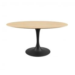 Modway Lily Natural Oval Dining Table, Black Base