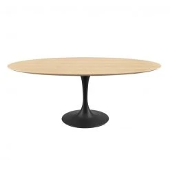 Modway Lily Natural Oval Dining Table, Black Base