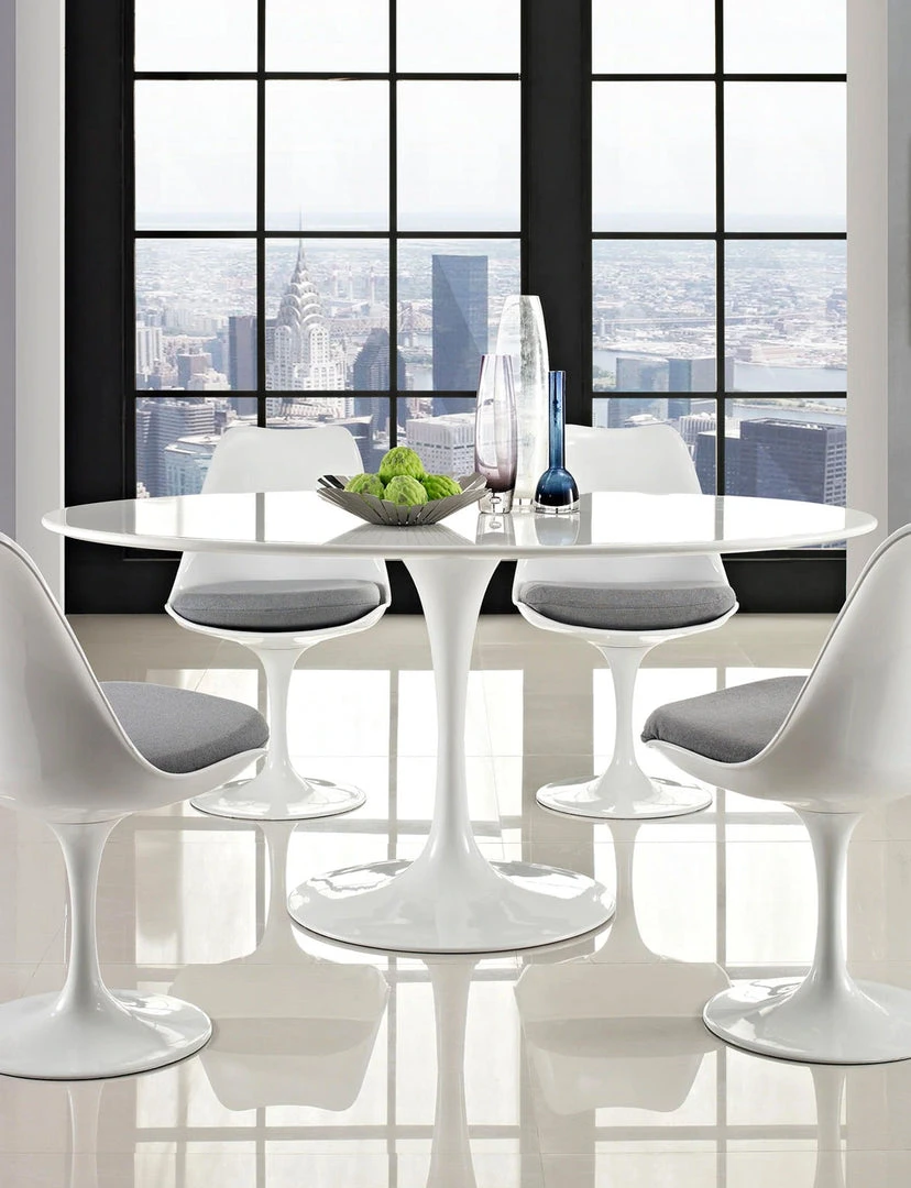 Modway NEW ARRIVAL Lily White Oval Dining Table, White Base 7 Modway NEW ARRIVAL Lily White Oval Dining Table, White Base
