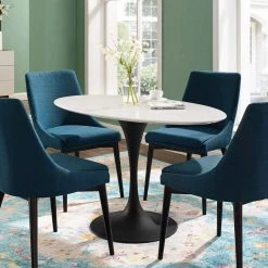 Modway NEW ARRIVAL Lily White Oval Dining Table, Black Base